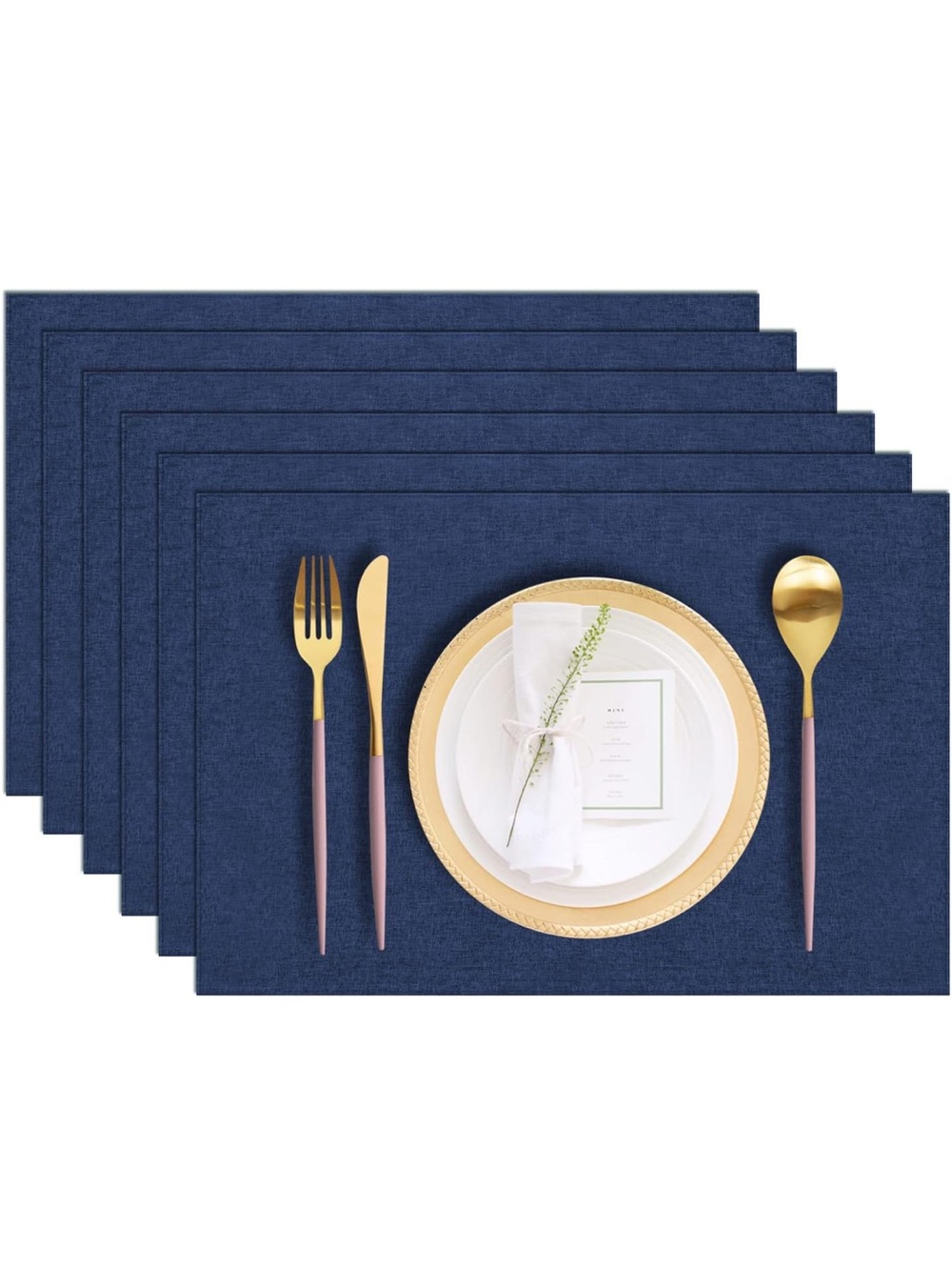 Cloth Placemats Set of 6, Cotton Linen Blend Machine Washable Durable Linen